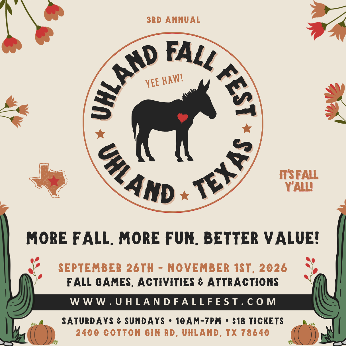 3rd Annual Uhland Fall Fest in Central Texas.